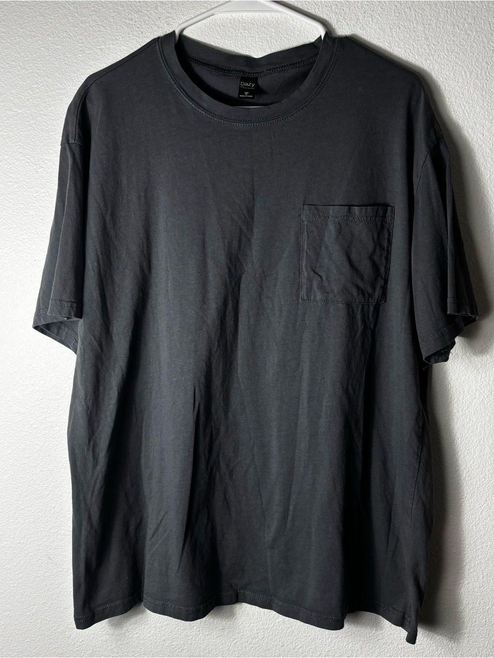 Dazy Faded Black Pocket T-Shirt Men's XL Oversized Cotton